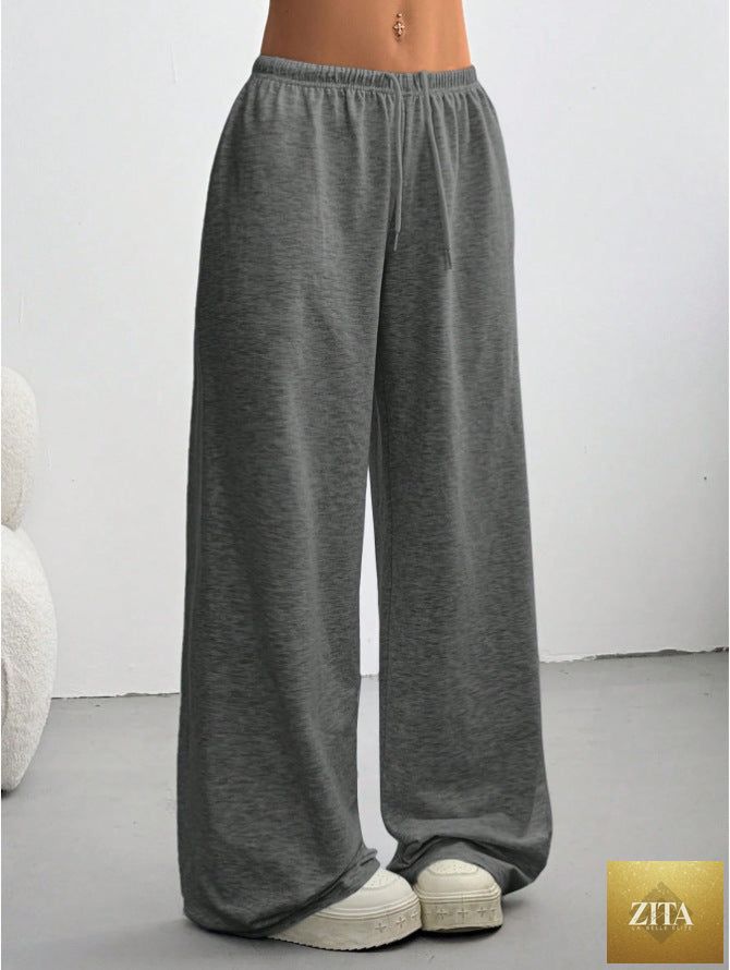 Zita La Belle Elite minimalist straight-leg drawstring sweatpants in various colors, casualwear for S to 2XL size, shown in image.