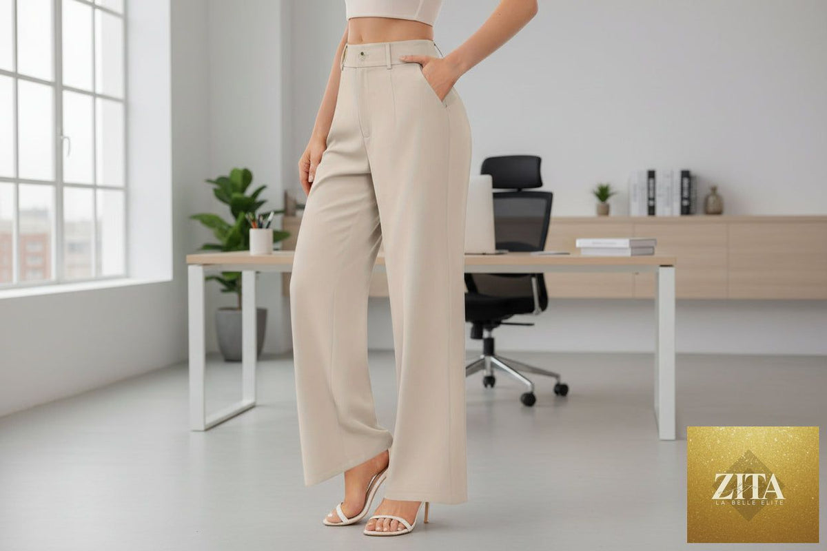 Women’s elegant suit pants with pockets from FitiqueFit, casual office trousers in a tailored, comfortable fit.