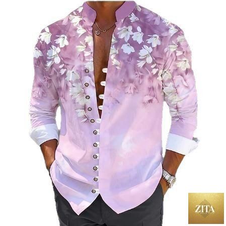 Mandotos men's 3D printed shirt top featuring vibrant geometric patterns and a modern fit, ideal for stylish casual wear.