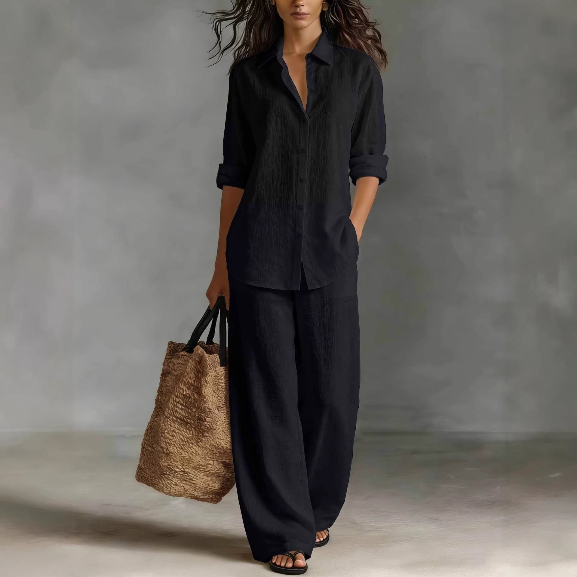 Women's bohemian cotton-linen top and pants set by FitiqueFit, casual resort lounge co-ord, featuring relaxed fit and lightweight fabric.