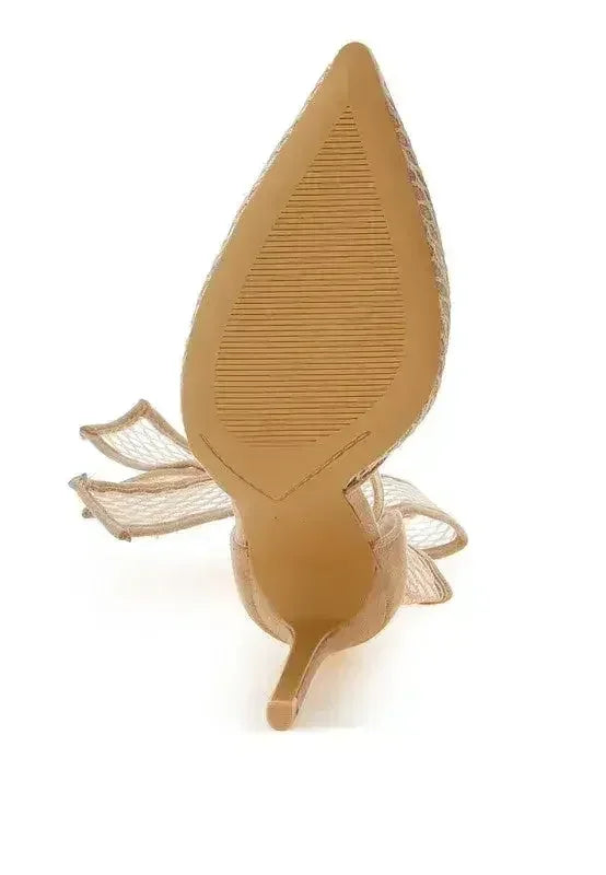 Femstylo Regenta women's stiletto sandals with big bow detail, open toe, and sleek design for stylish summer footwear.