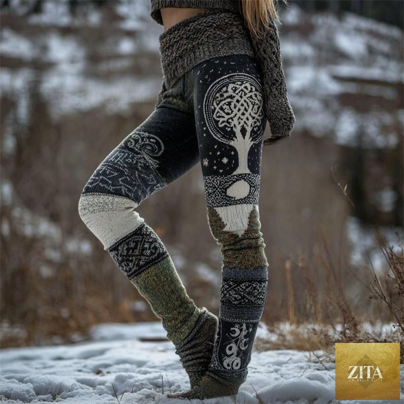 Women’s 3D digital-print sports yoga pants with vibrant, colorful geometric patterns, made of stretchy athletic fabric.