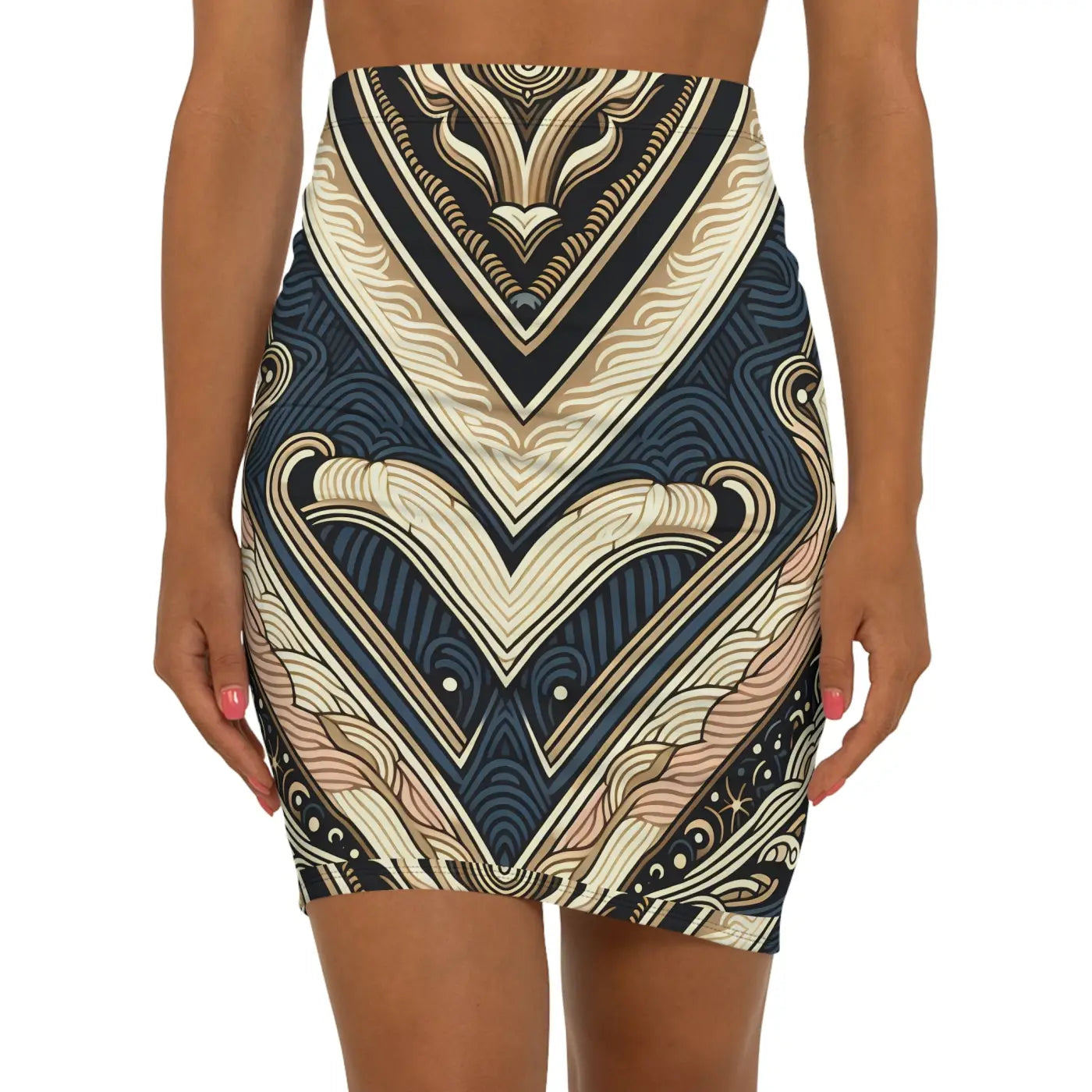 Chic Geometric Pencil Skirt - Stylish Office Wear - DipaliZ