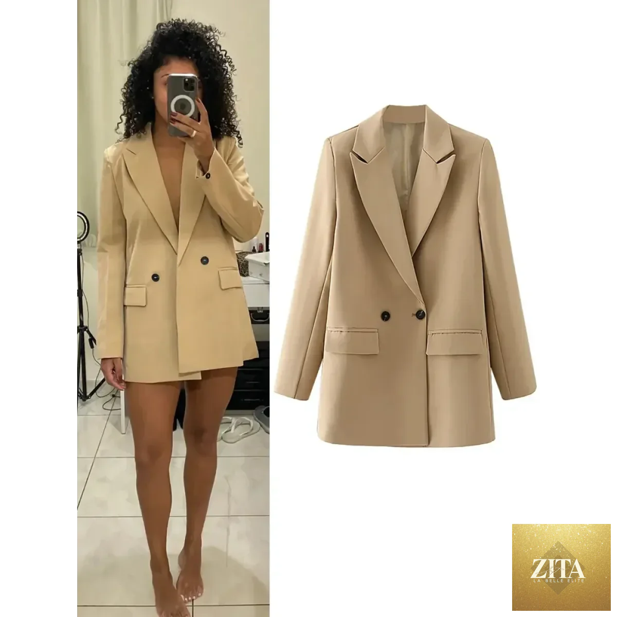 Women’s oversized blazer by Kawaii Stop featuring a chic, tailored design in a stylish, versatile jacket style for women.