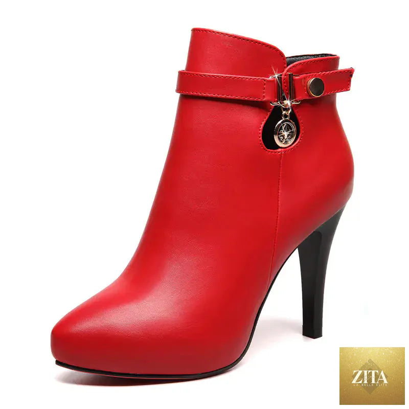 Waterproof high heels with pointed toe design, stylish women booties from Trendy Attic Store01, perfect for versatile fashion.
