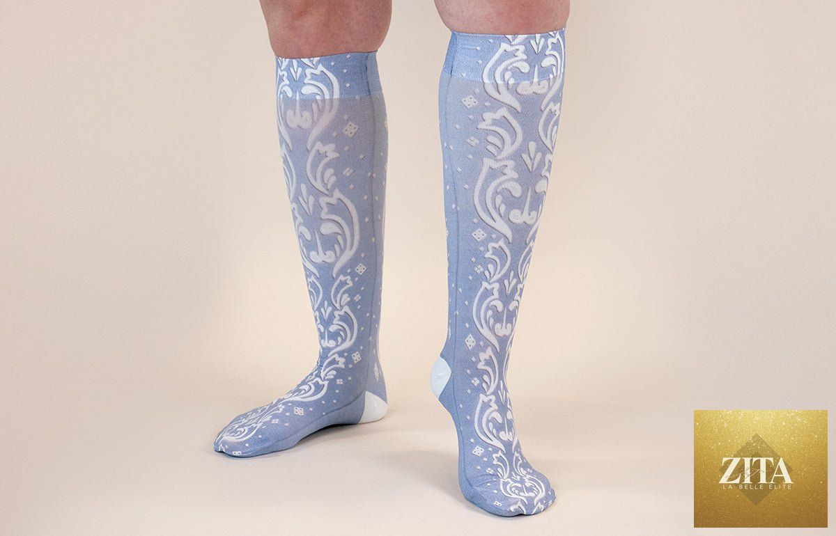 LympheDIVAs Claire Gradient Compression Socks with colorful gradient design, knee-high length, and supportive fit for leg compression.