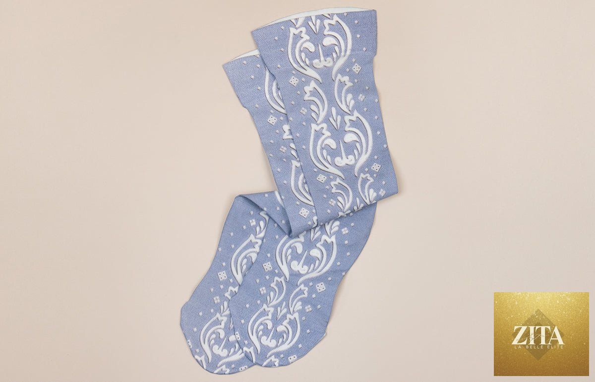 LympheDIVAs Claire Gradient Compression Socks in stylish blue and gray, designed for graduated compression and support.