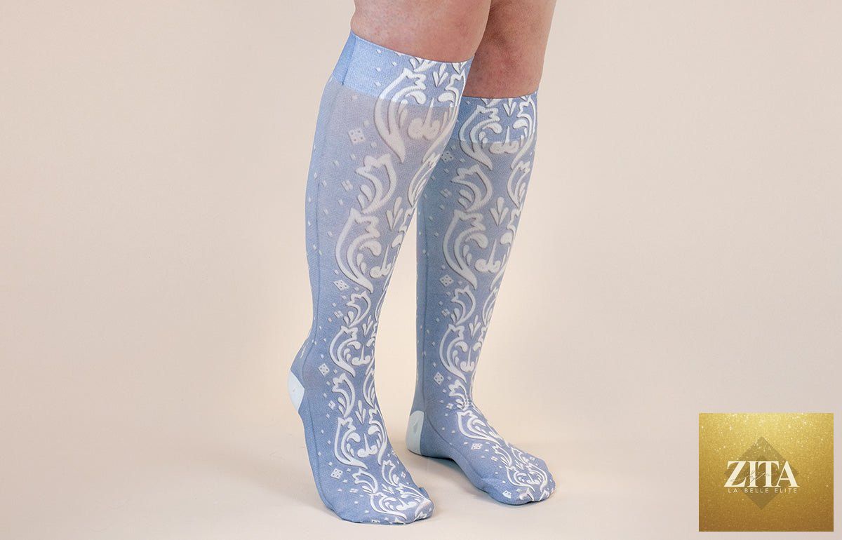 LympheDIVAs Claire Gradient Compression Socks in soft pastel shades, designed for support and stylish compression wear.