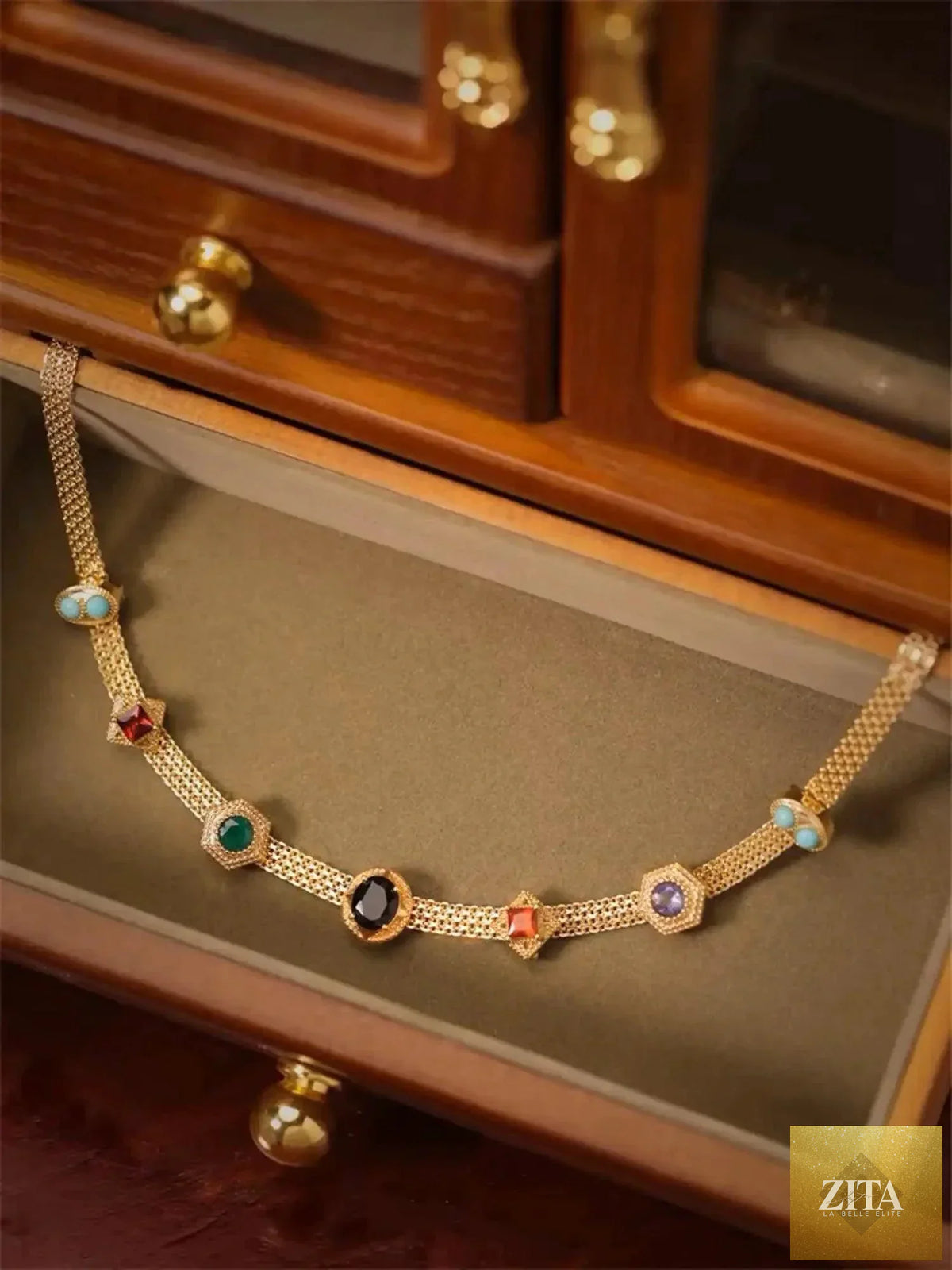 Vintage 14K gold choker necklace with classic design, featuring a refined gold finish and elegant style by MANDOTOS.
