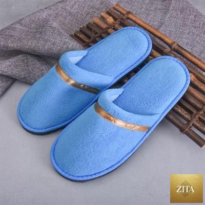 White women's plush slip-on slippers by Stevvex with star design, thickened sole, antiskid bottom, ideal for indoor outdoor use.