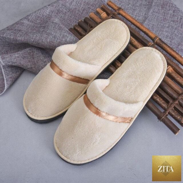 White Stevvex plush slippers with star design, thick soles, anti-skid bottom, ideal for indoor outdoor use, soft and cozy for women.