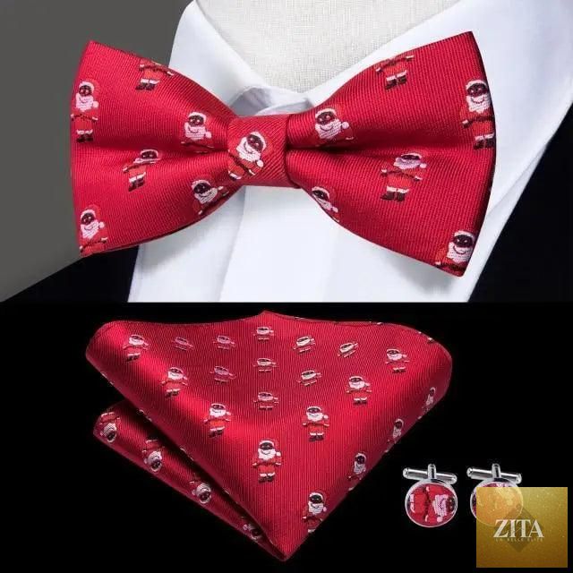 Elegant green silk bow tie, matching pocket square, and cufflinks set for men, perfect for weddings and formal occasions.