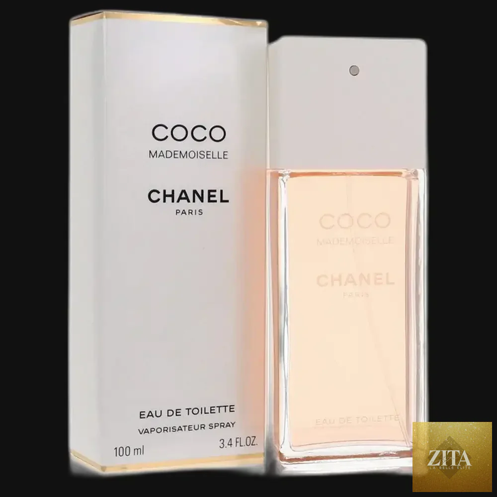 Chanel Coco Mademoiselle perfume for women in a 3.4 oz eau de toilette spray with elegant packaging.