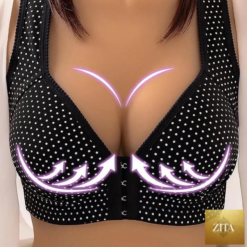 Zita La Belle Elite women's seamless cotton bralette, front closure, wire-free push-up bra with full cup support for comfort.