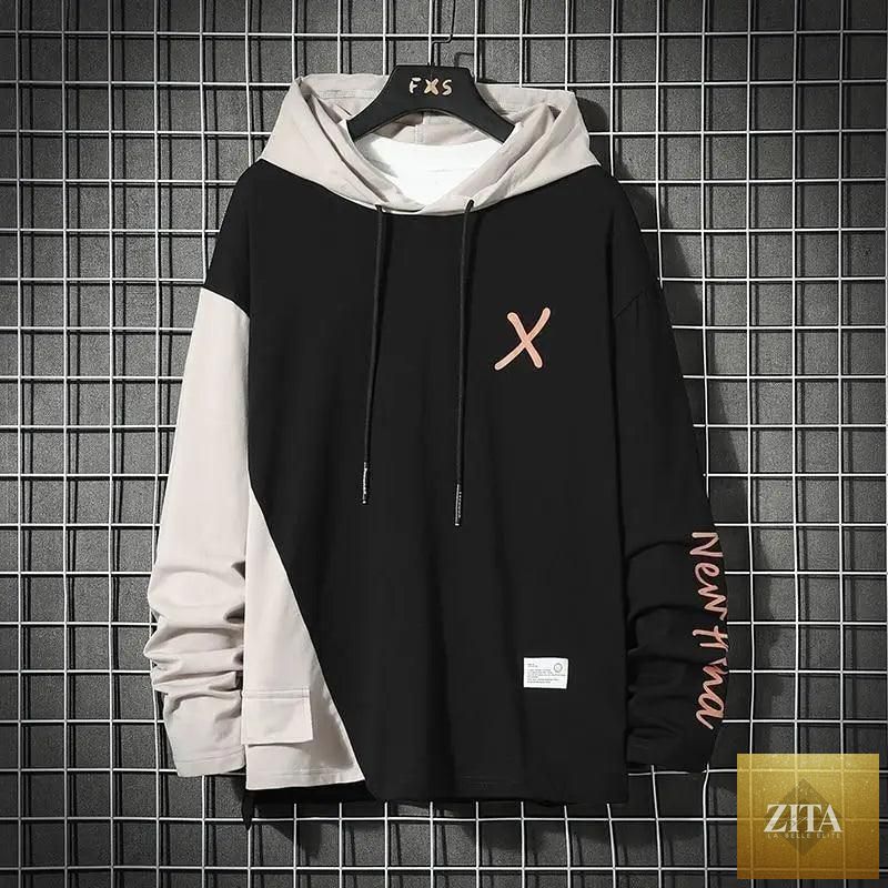 Stevvex men's thick striped hoodie sweatshirt with long sleeves, hood, drawstring, ideal for spring and autumn casual streetwear.
