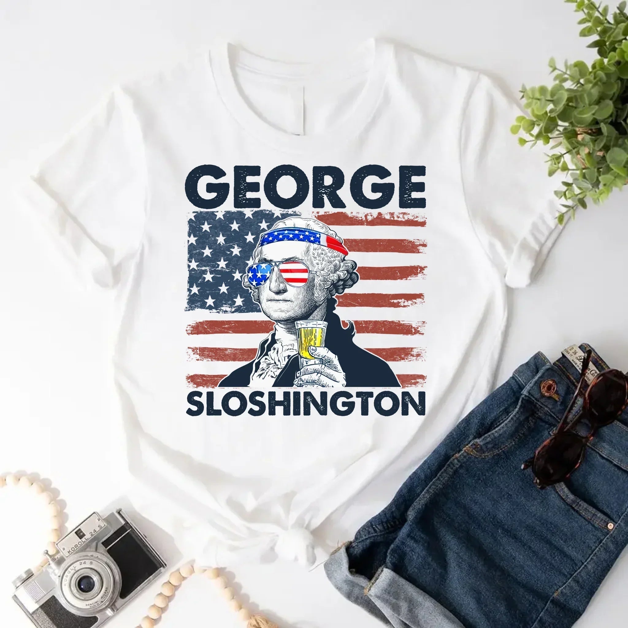 George Sloshington 4th of July Shirt โ Washington Drinking Party Tee