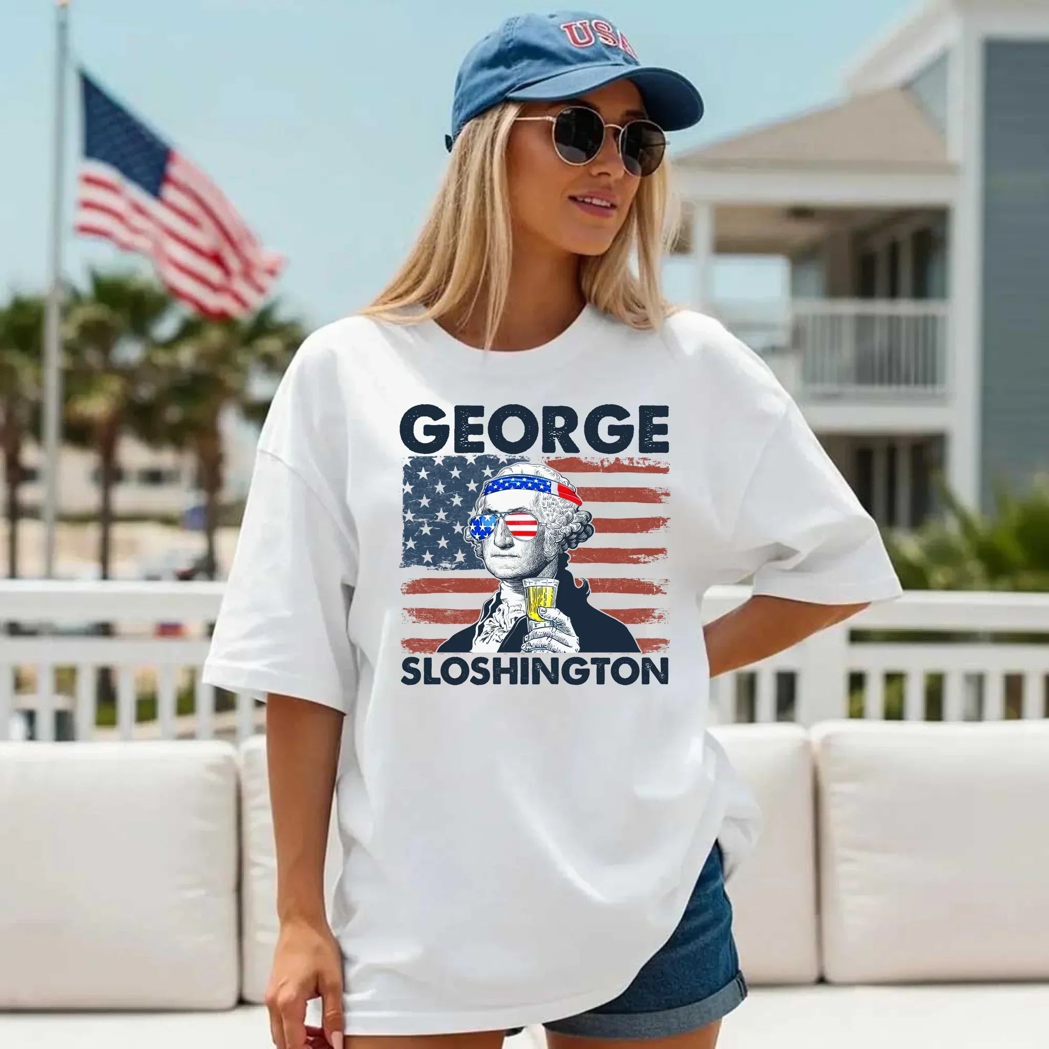 George Sloshington 4th of July Shirt โ Washington Drinking Party Tee