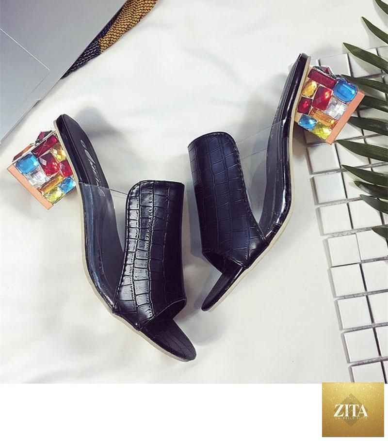 Stevvex crystal open-toe square heel sandals for women with ankle strap, low block heels, and mixed colors, perfect for spring summer.