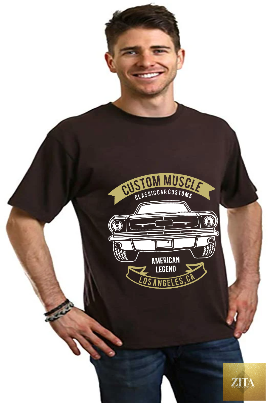 Spun Bamboo men's custom muscle T-shirt with bamboo viscose and organic cotton, short sleeve, graphic design, casual fit.