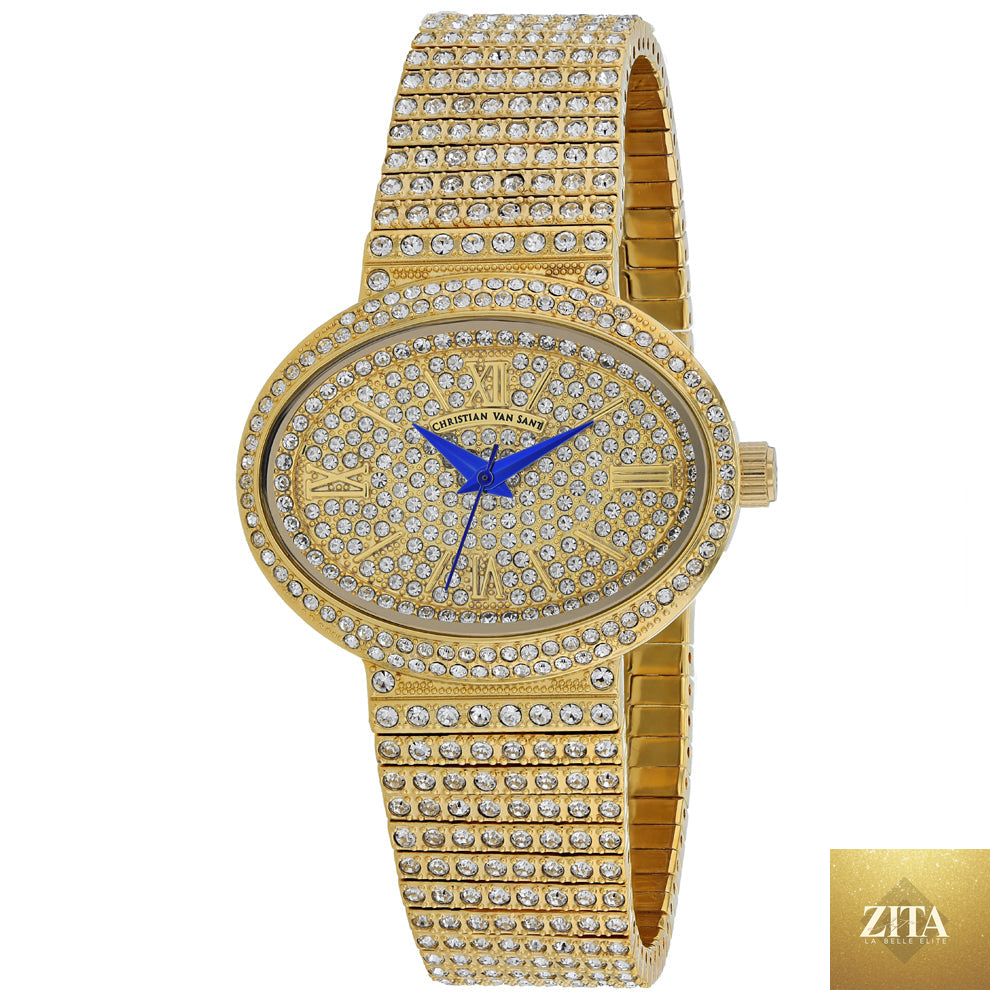 Christian Van Sant Women's Sparkler watch featuring a sleek design with a stainless steel band and a sparkling dial.