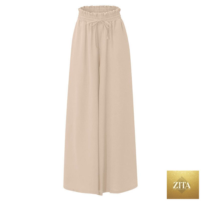 Women's high waist wide-leg casual pants by Zita La Belle Elite, featuring a comfortable fit and flowing fabric.