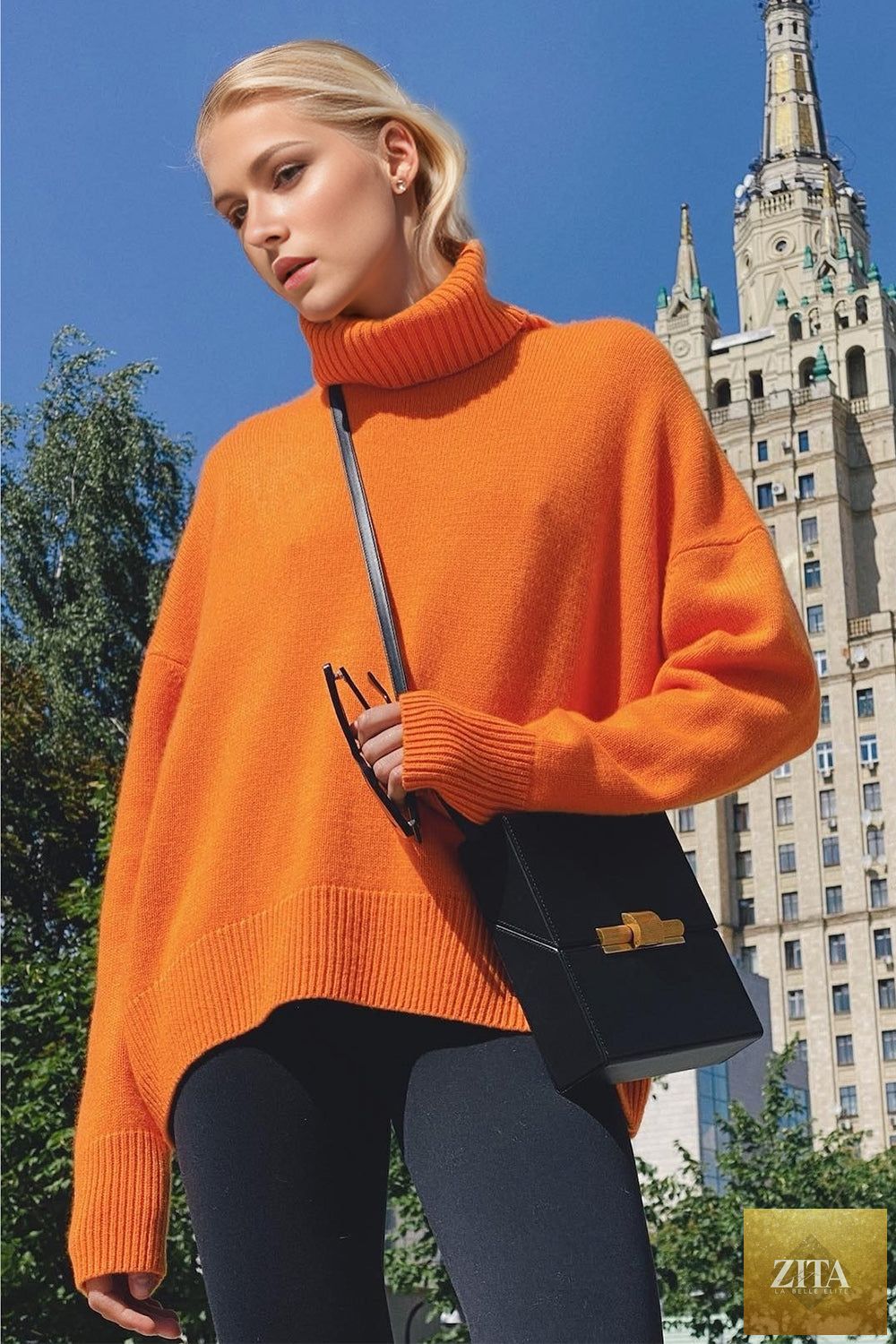 ShopBasicbae basic beige turtleneck sweater with dropped shoulders and long sleeves, casual and cozy for everyday wear.