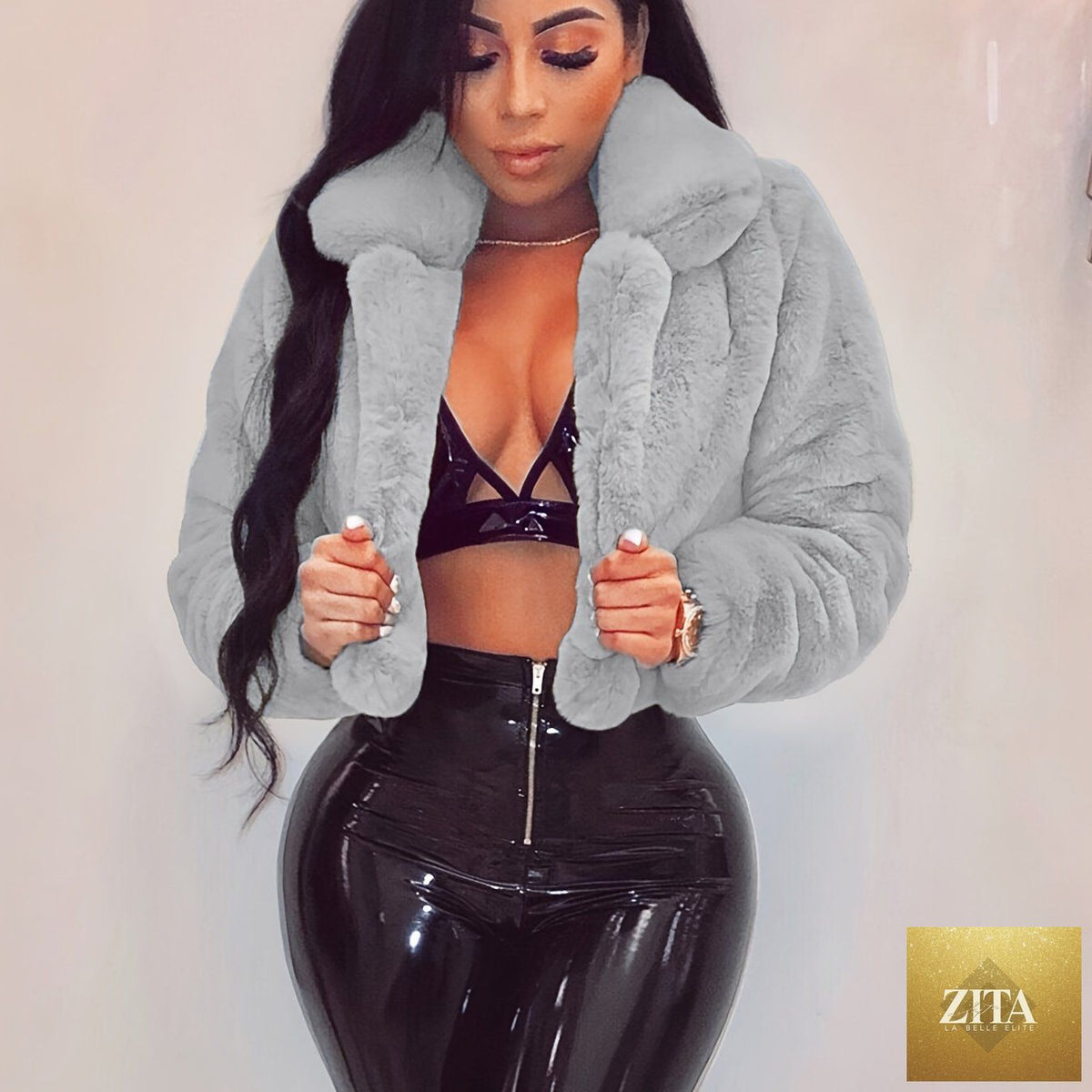 Women's winter cardigan jacket with faux fur collar, Cozy Chic by Trendy Attic Store01, featuring a stylish, warm design.