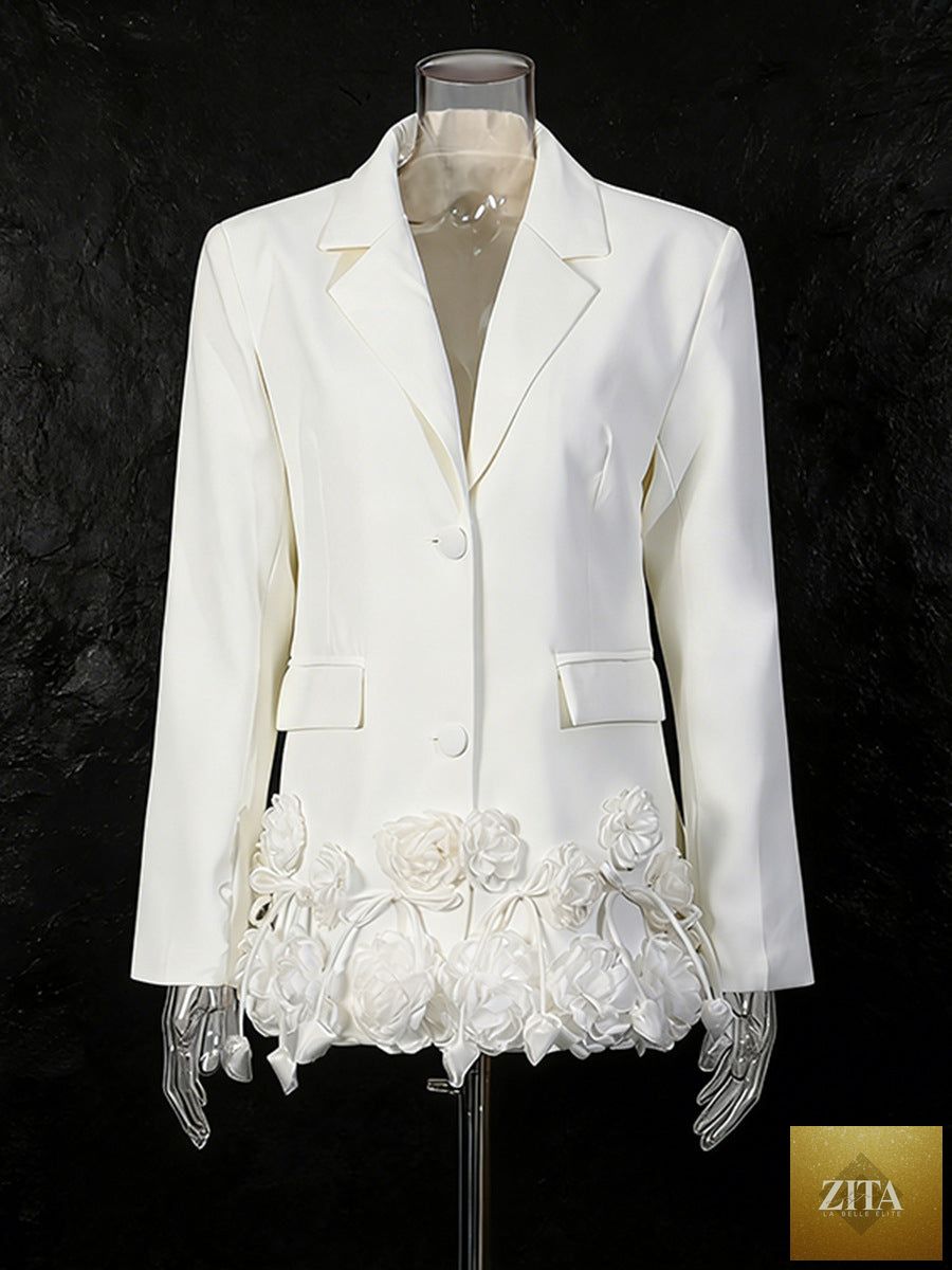 Women's Zita La Belle Elite 3D floral loose-fit blazer, regular length coat with elegant floral details and tailored style.