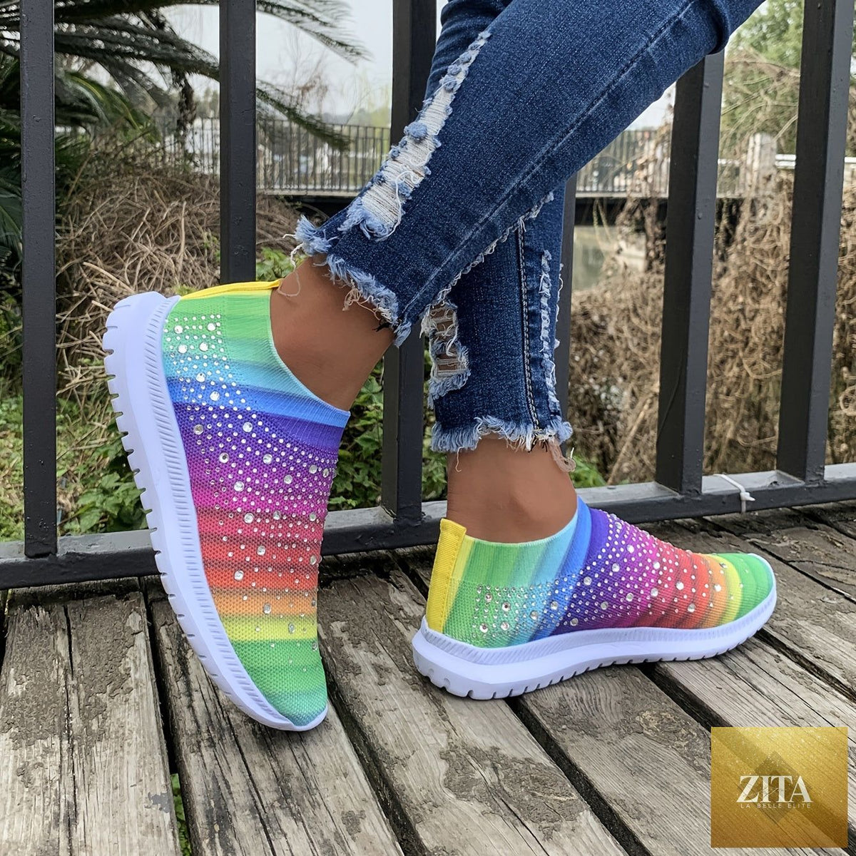Women's color block mesh platform sneakers with breathable design and trendy style from Trendy Attic Store01.