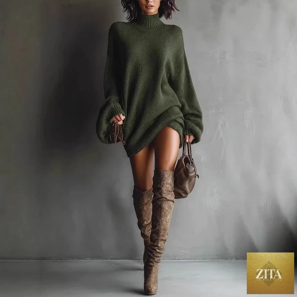 Deer velvet lantern sleeve color-block midi dress by Zita La Belle Elite featuring a stylish silhouette in three color options.