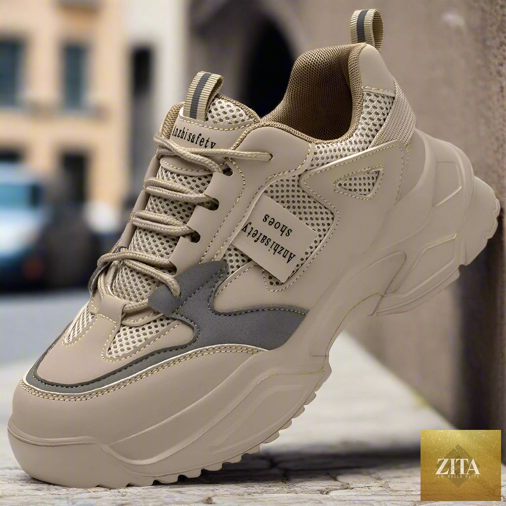 Women's lightweight breathable anti-smash safety sneakers by FitiqueFit, featuring durable design and comfortable work footwear.