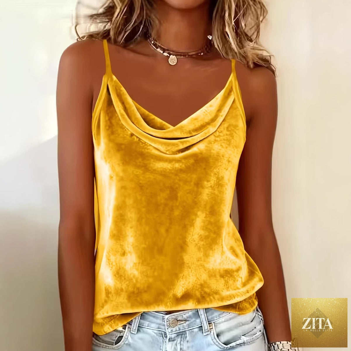 Solid color sleeveless camisole tank top by Zita La Belle Elite, available in 8 colors, casualwear, size S to XXL.
