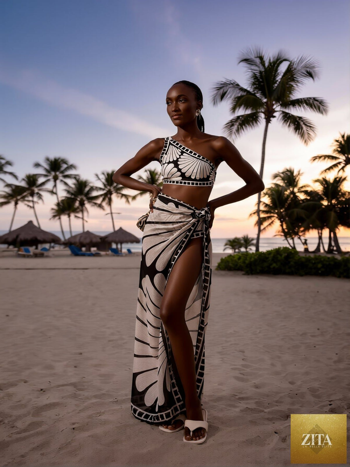 Women's high-neck swimsuit by FitiqueFit with built-in shelf bra, featuring a sleek design suitable for beach swimwear.