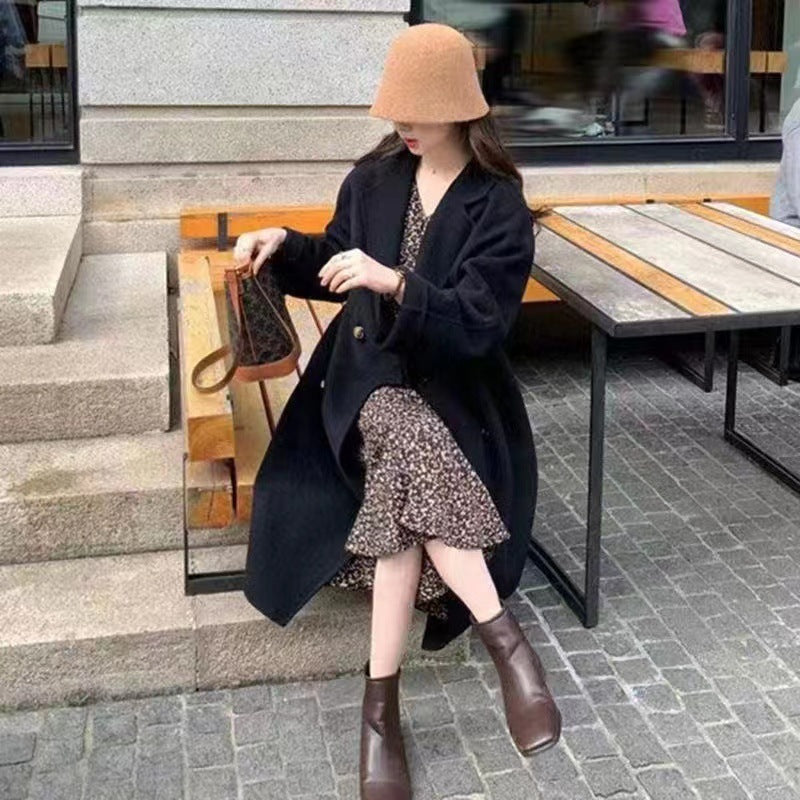 Small High-grade Woolen Coat For Women Pink Lucky