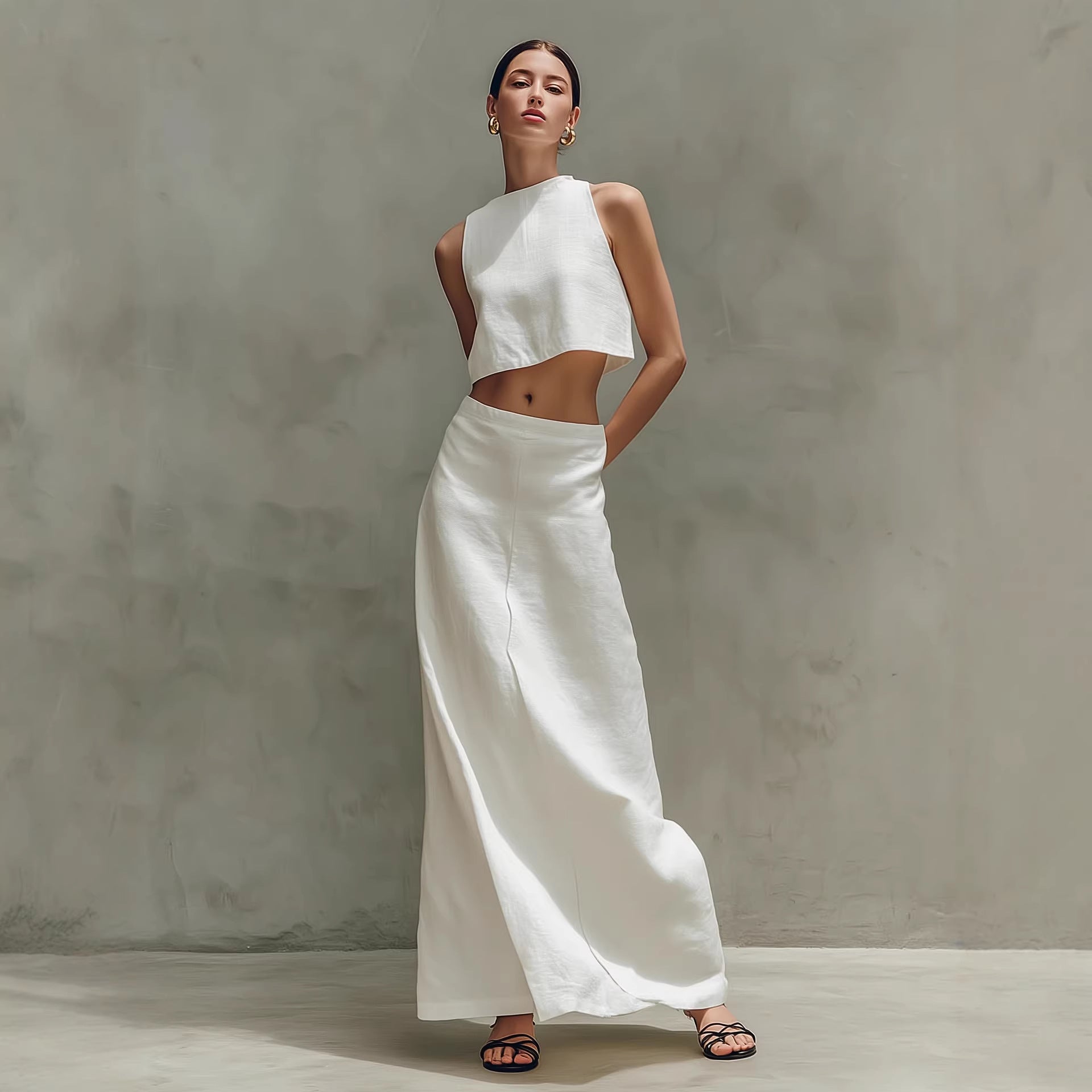 Women's Sleeveless Slimming Maxi Dress Two-Piece Set
