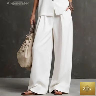 Zita La Belle Elite women's sleeveless vest and wide-leg pants two-piece casualwear set in various colors, size XS to 3XL