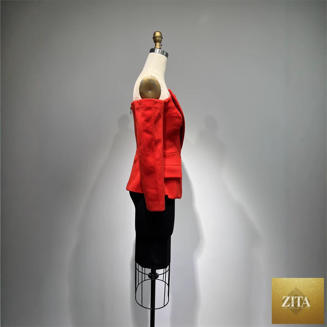 Zita La Belle Elite casual loose top and tight skirt 2-piece outfit, featuring a relaxed top and fitted skirt, shown in neutral tones.