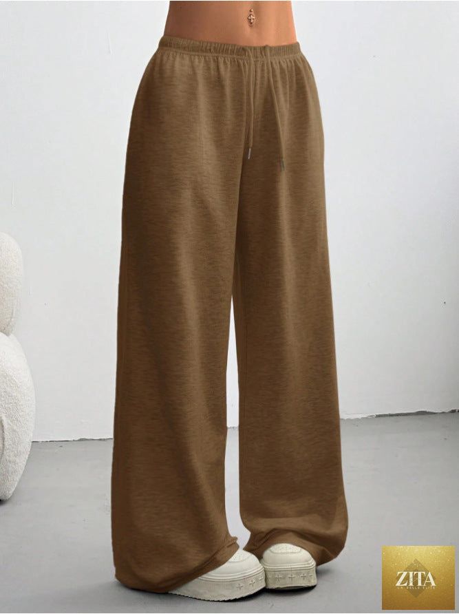 Zita La Belle Elite minimalist straight-leg drawstring sweatpants in six colors, casualwear for women and men, size S–2XL.