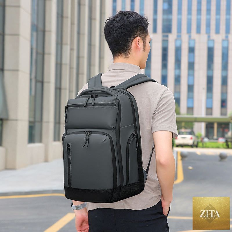 Social Buzz eSIMs fashionable high-capacity school backpack with multiple compartments and padded straps, ideal for students.