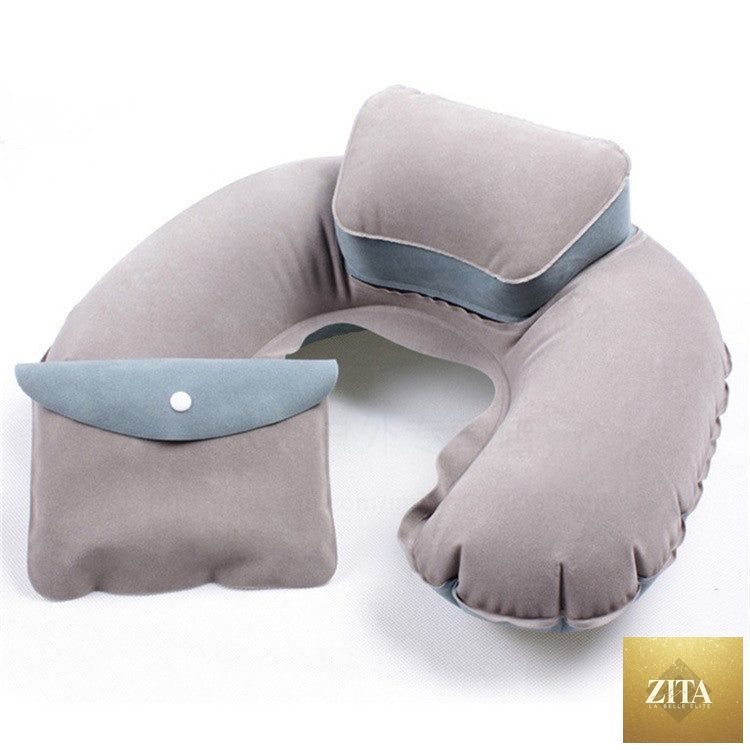 Travel neck pillow from Social Buzz eSIMs, soft, supportive cushion designed for comfortable rest during travel.