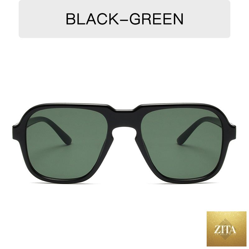 Vintage large rim sunglasses by FitiqueFit featuring bold driving and fashion eyeWear with oversized frames and dark lenses.