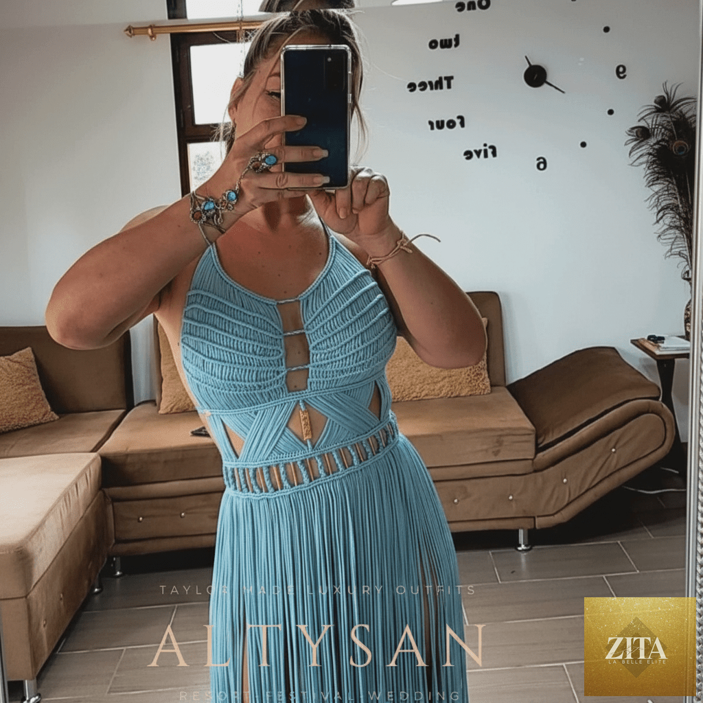 ALTYSAN COUTURE Artemis boho dress with flowing fabric, perfect for beach parties, resorts, and festivals.