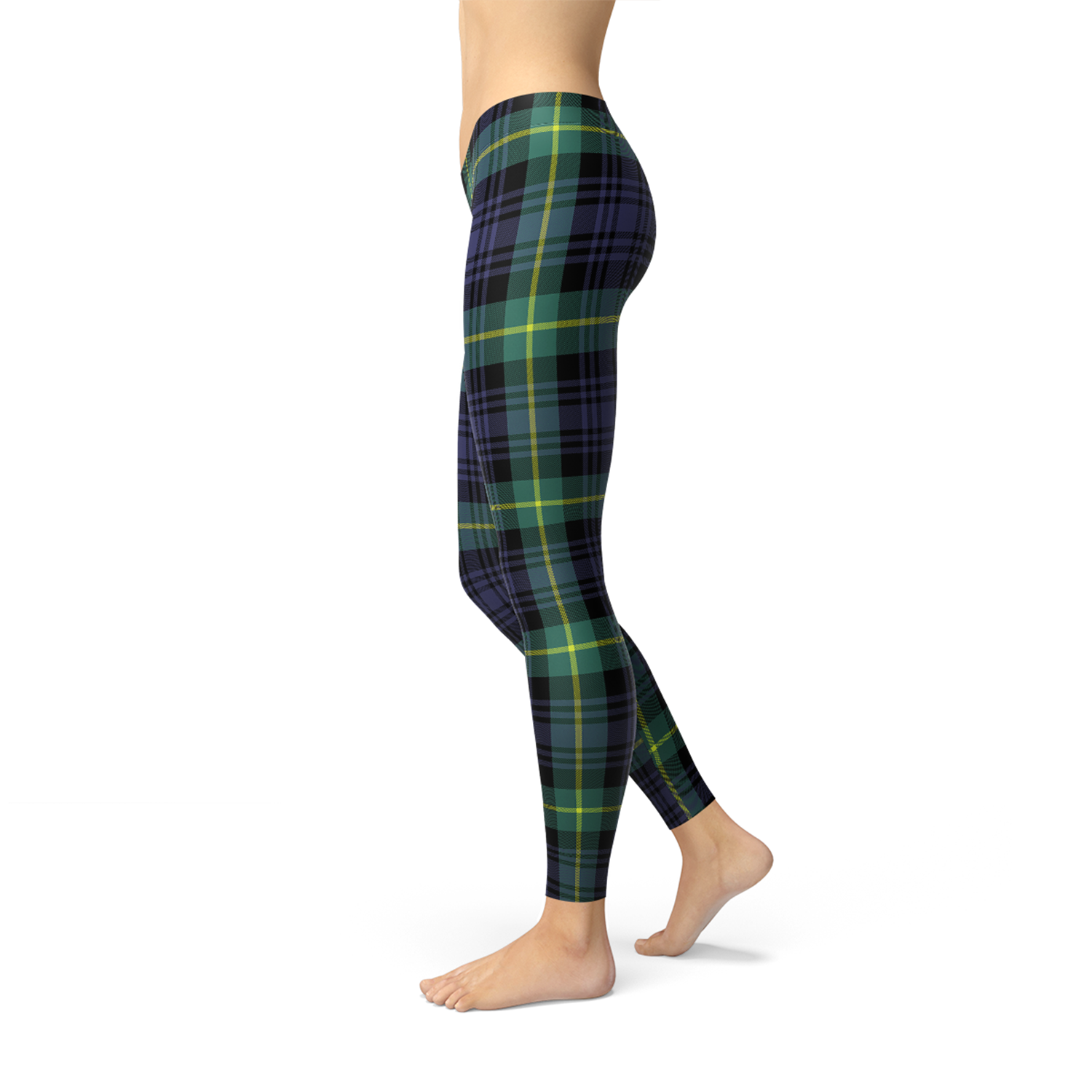 Womens Green and Blue Tartan Leggings Maroon Sooty