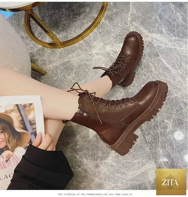 Femstylo Rhinestone Martin Boots with sparkling embellishments, featuring classic combat boot style and bold, glittering details.