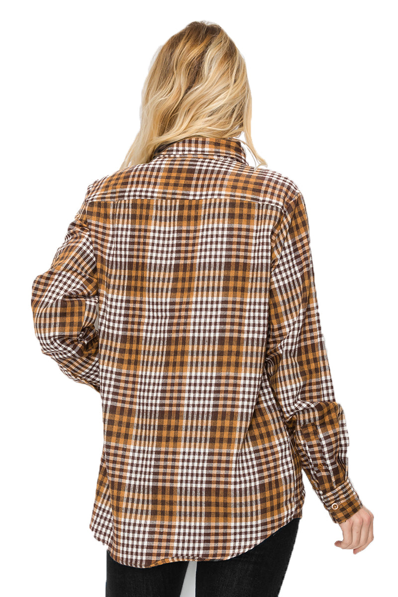 Oversize Boyfriend Plaid Checkered Flannel FL104 Lime Milo