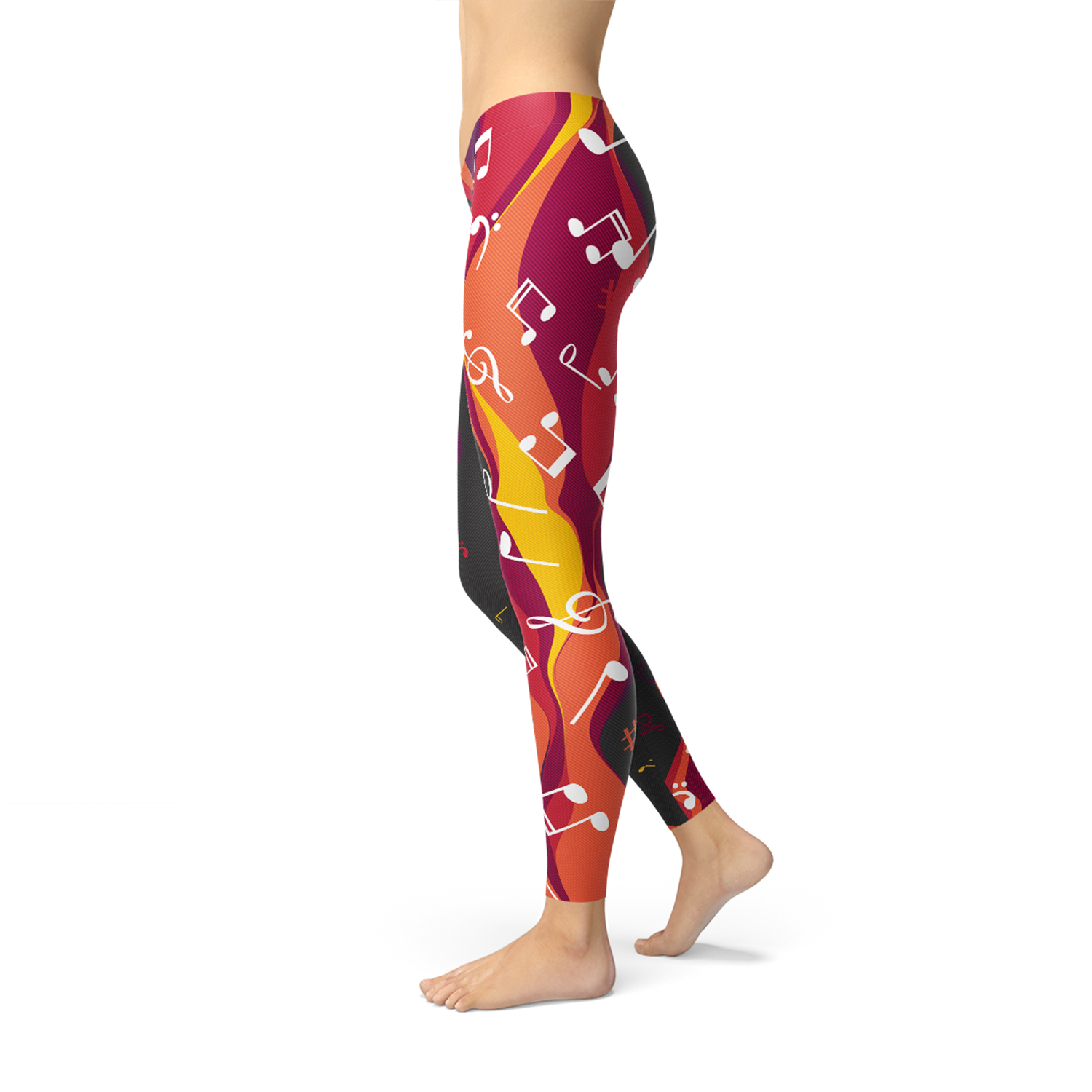 Guitar and Music Note Leggings Maroon Sooty