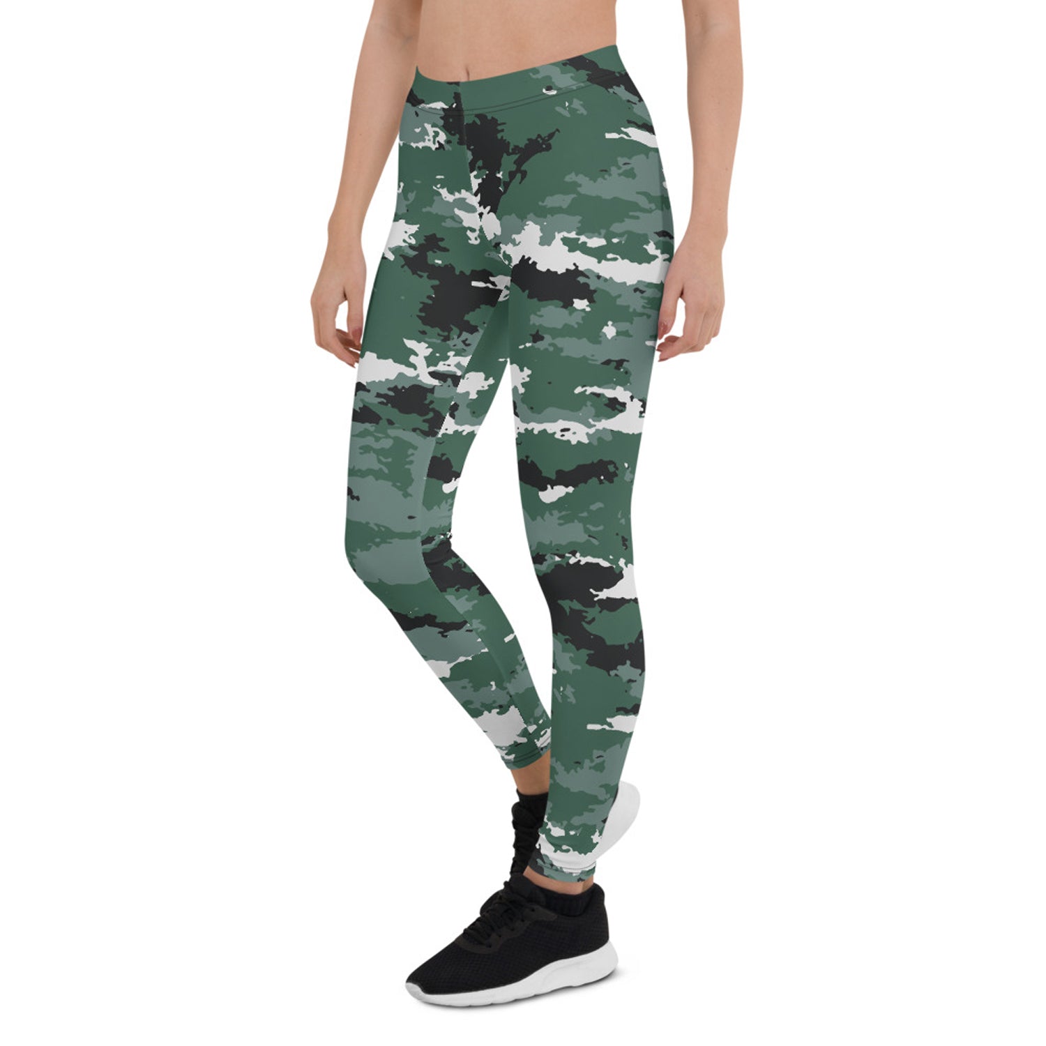 Earth Green Camo Leggings for Women Maroon Sooty