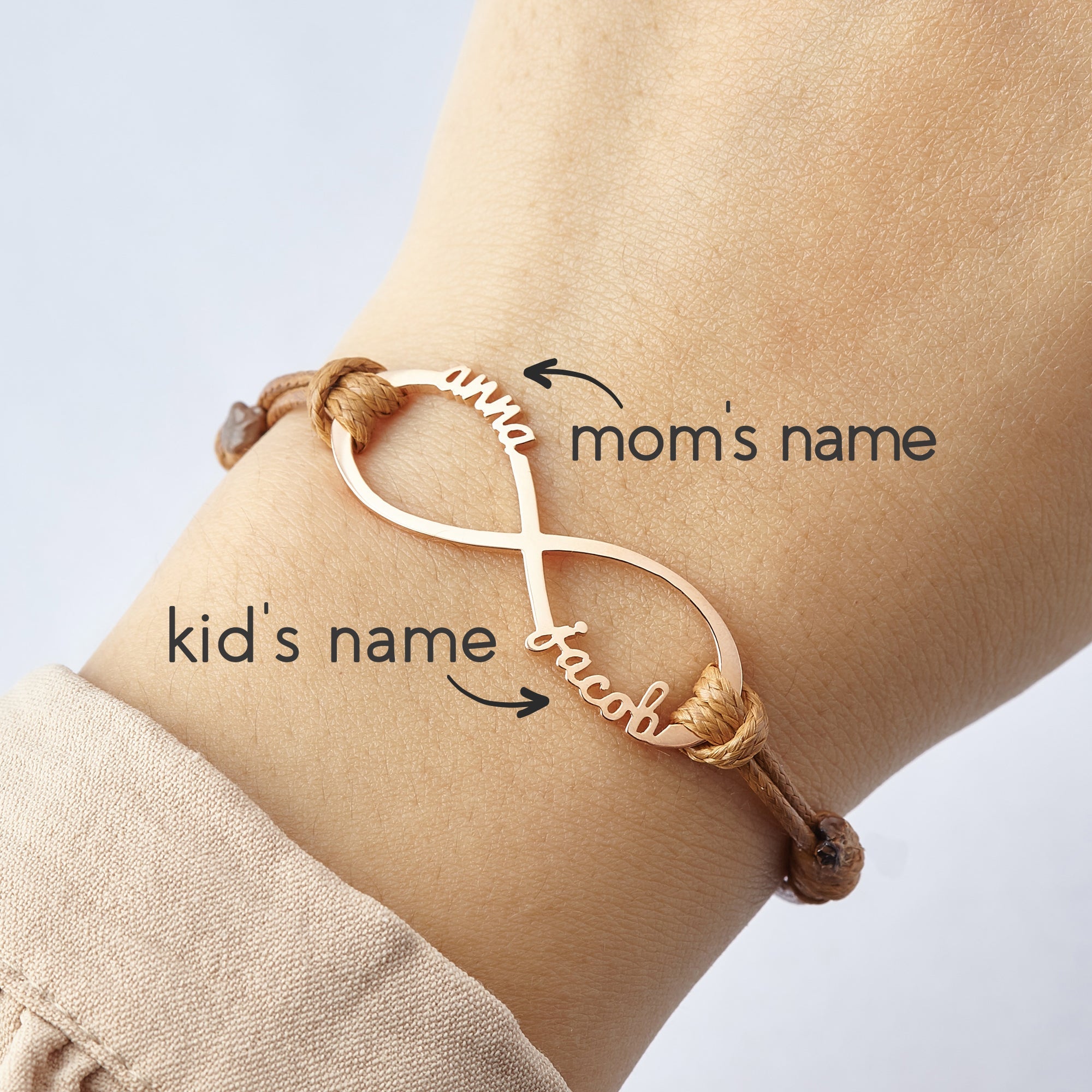 Mom Bracelet With Kids Names, Infinity Bracelet With Names,Mom Jewelry Green Millie