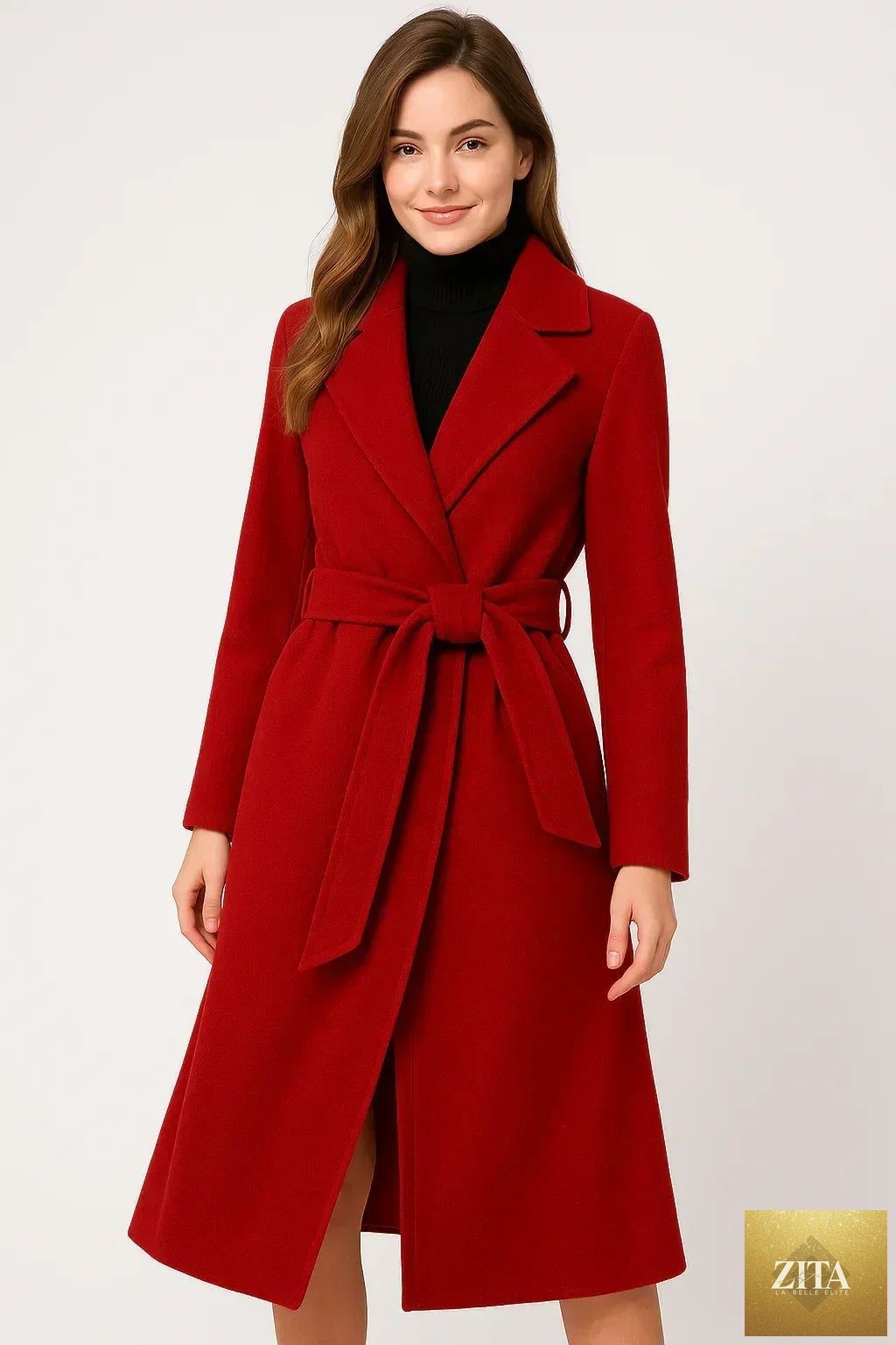 Korean wool coat for women by Zita La Belle Elite, elegant autumn and winter jacket with a stylish, tailored design.