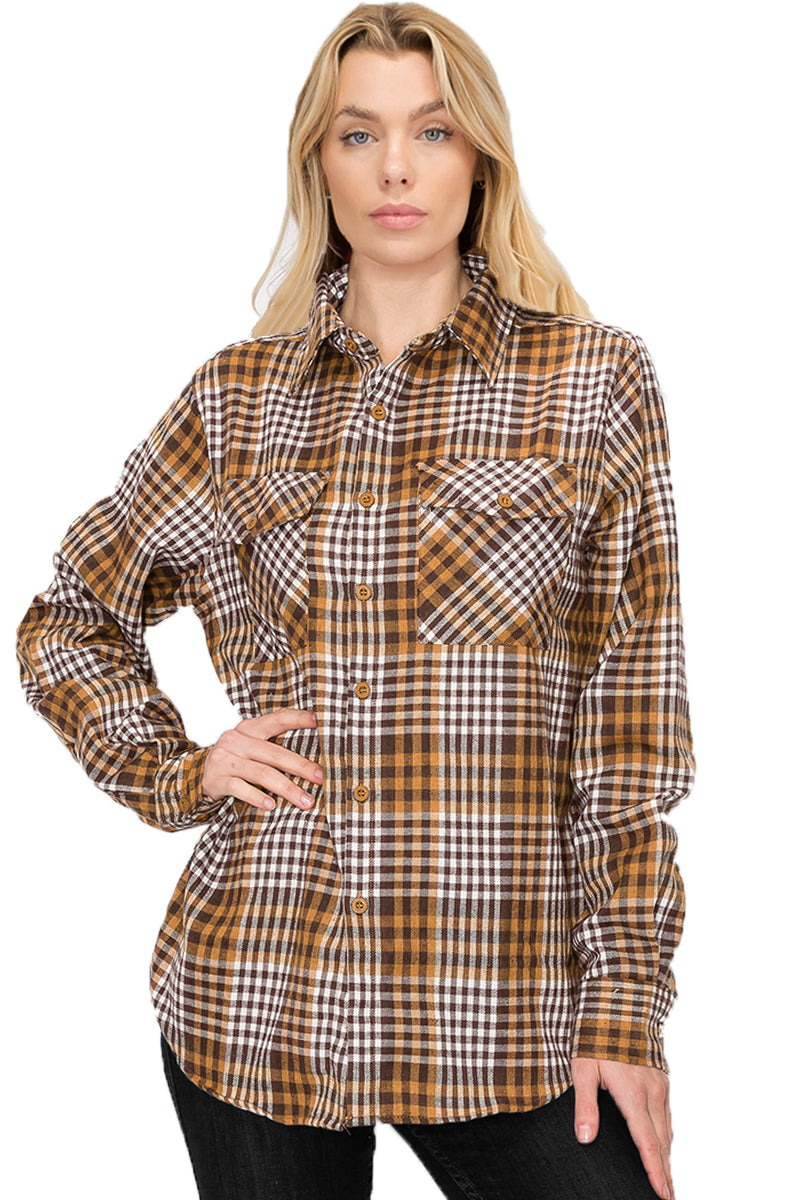 Oversize Boyfriend Plaid Checkered Flannel FL104 Lime Milo